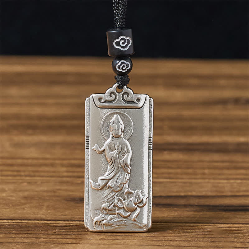 Nimara Ritual Copper Plated With Silver AvalokiteAvara Rope Wealth Necklace Pendant