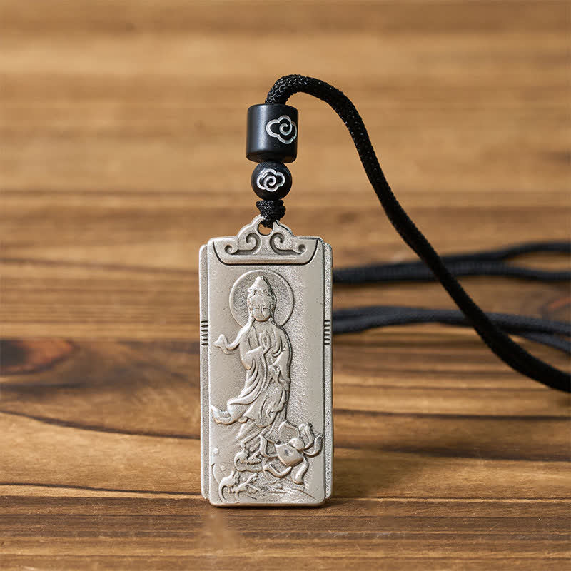 Nimara Ritual Copper Plated With Silver AvalokiteAvara Rope Wealth Necklace Pendant