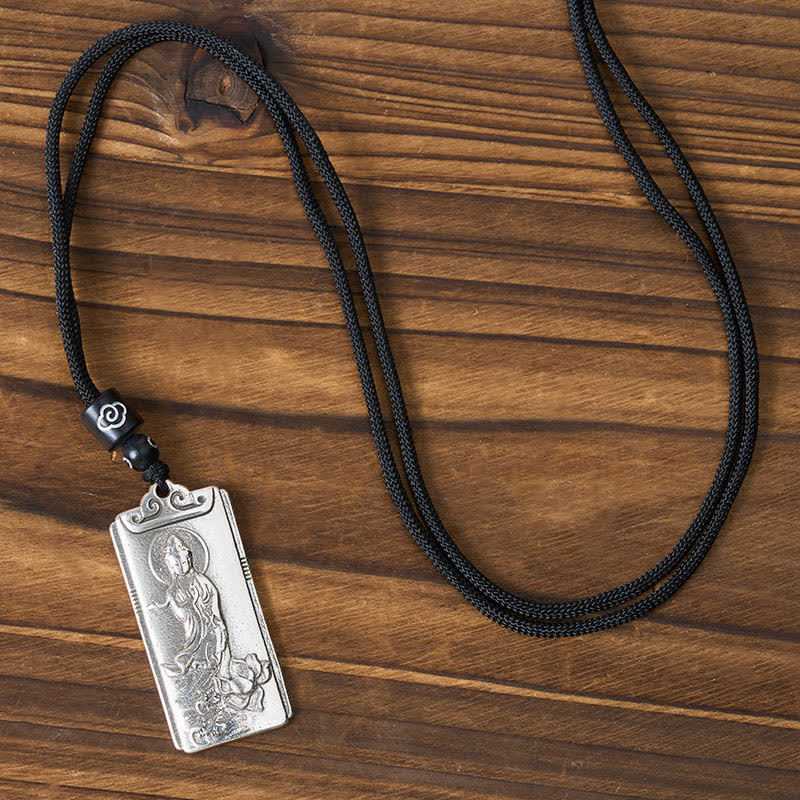 Nimara Ritual Copper Plated With Silver AvalokiteAvara Rope Wealth Necklace Pendant