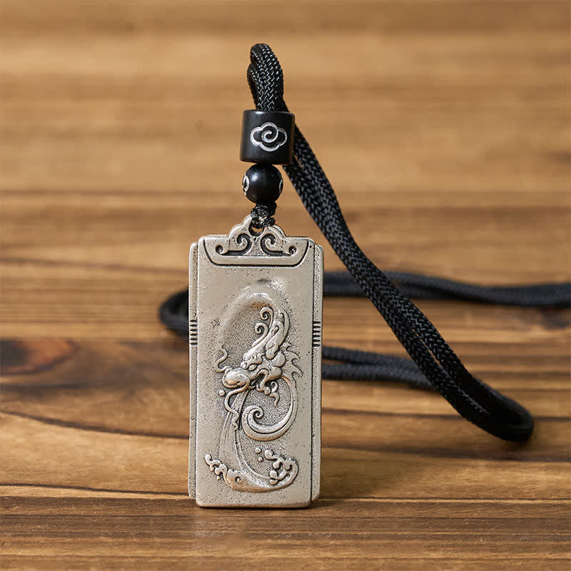 Nimara Ritual Copper Plated With Silver Dragon Rope Strength Necklace Pendant