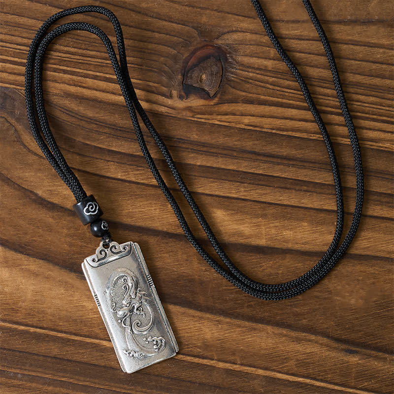 Nimara Ritual Copper Plated With Silver Dragon Rope Strength Necklace Pendant