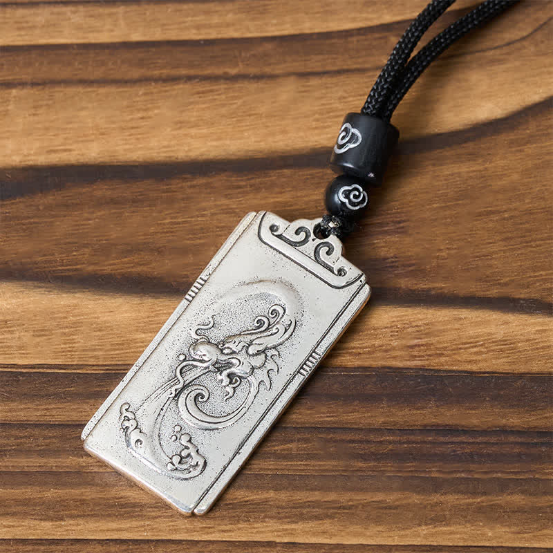Nimara Ritual Copper Plated With Silver Dragon Rope Strength Necklace Pendant