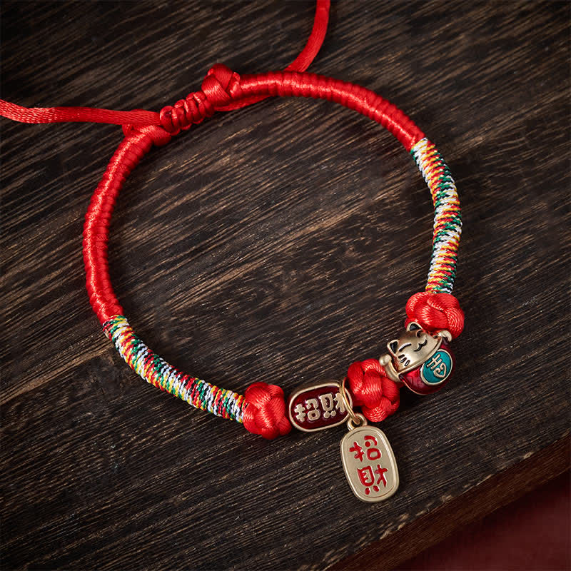 Nimara Ritual Red String Plaited Auspicious Fu Character Protection Adjustable Cats Pet Collar