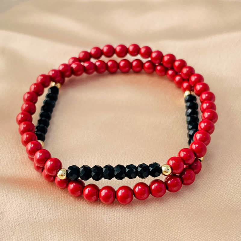 Nimara Ritual 4mm Double Wrap Cinnabar Black Tourmaline Blessing Bracelet