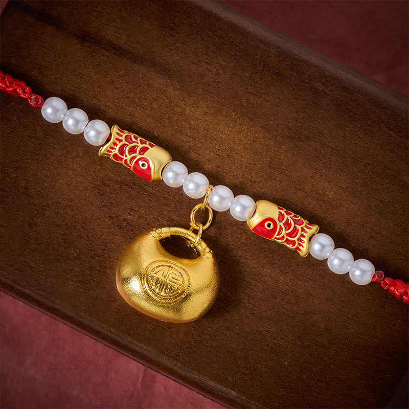 Nimara Ritual Red String Plaited Koi Fish Fu Character Fortune Adjustable Cats Dogs Pet Collar