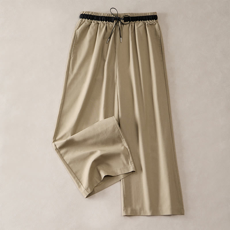 Nimara Ritual Commute Drawstring Cotton Cropped Women's Wide Leg Pants With Pockets