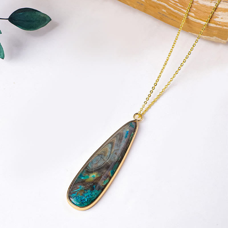Nimara Ritual Natural Stone Sea Sediment Jasper Agate Teardrop Shape Protection Necklace Pendant