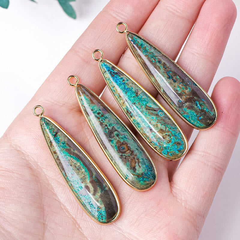 Nimara Ritual Natural Stone Sea Sediment Jasper Agate Teardrop Shape Protection Necklace Pendant