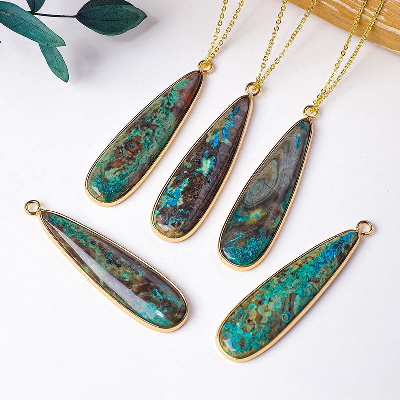 Nimara Ritual Natural Stone Sea Sediment Jasper Agate Teardrop Shape Protection Necklace Pendant