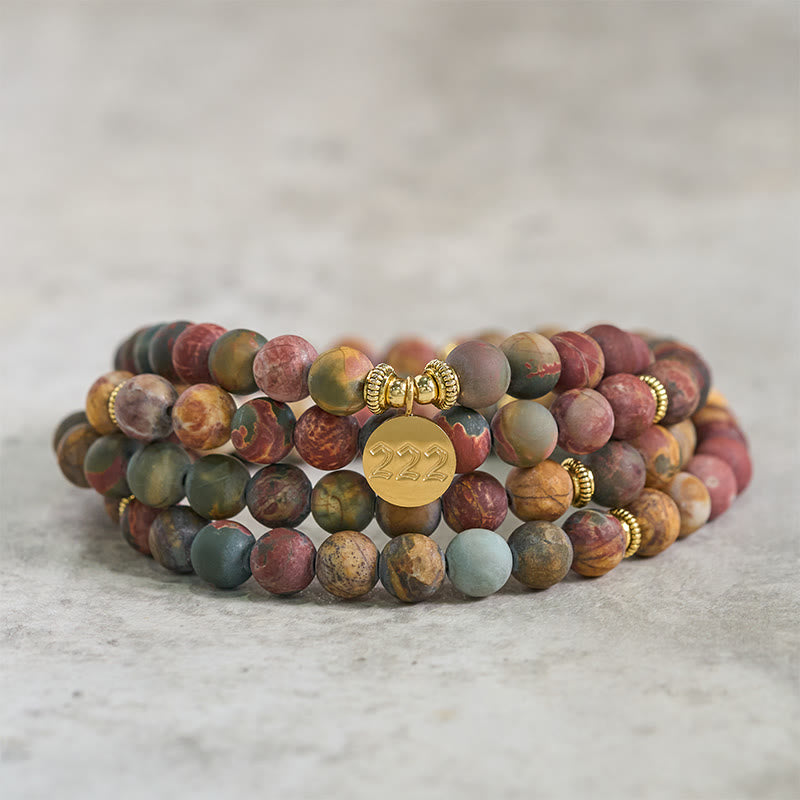 Nimara Ritual 222 Angel Number 108 Mala Beads Picasso Jasper Stone Energy Mala