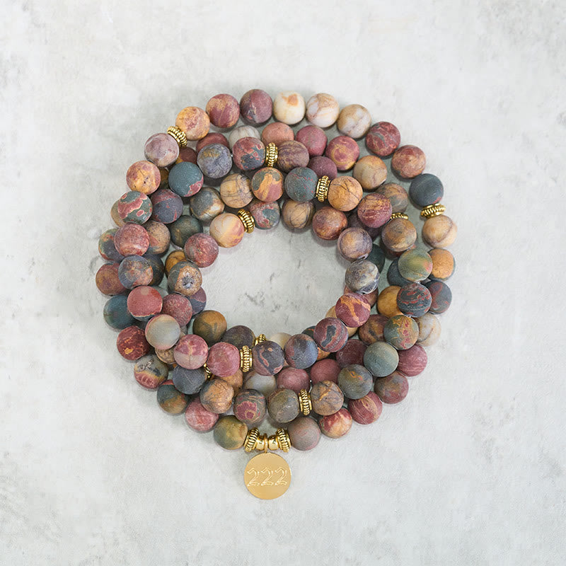Nimara Ritual 222 Angel Number 108 Mala Beads Picasso Jasper Stone Energy Mala