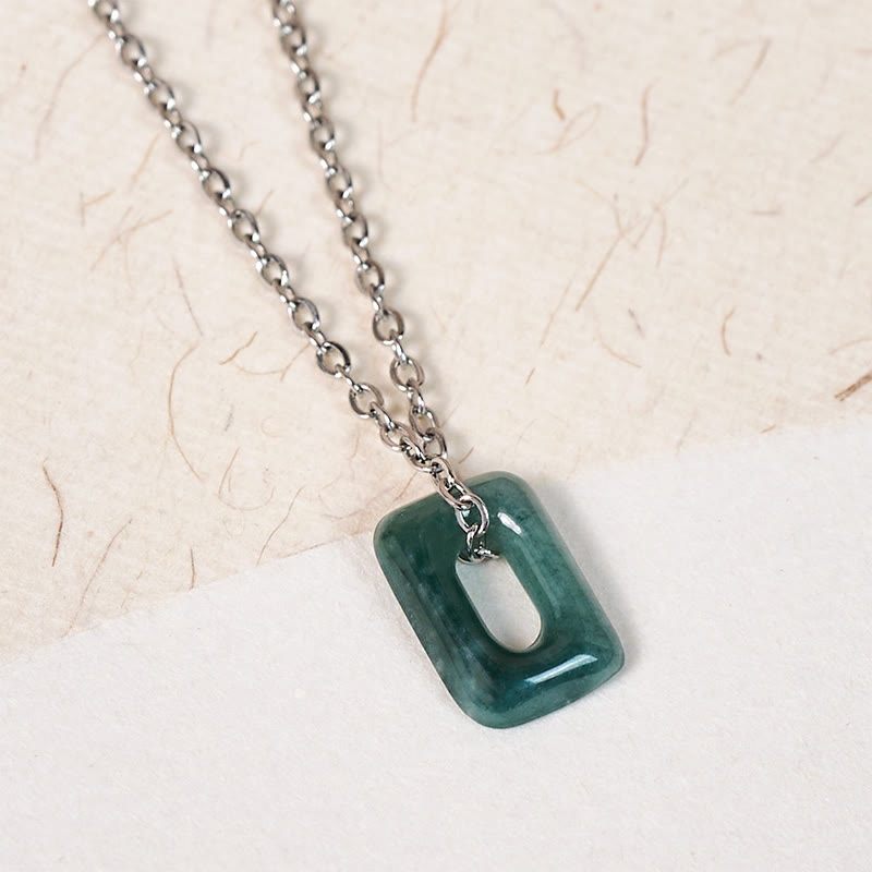 Nimara Ritual Mini Square Green Jade Abundance Necklace Pendant