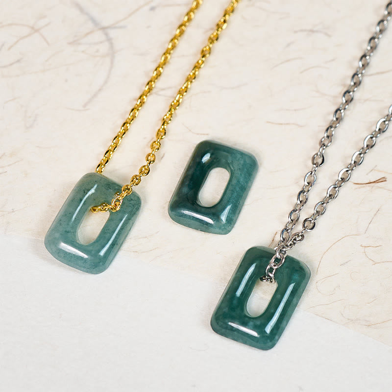 Nimara Ritual Mini Square Green Jade Abundance Necklace Pendant