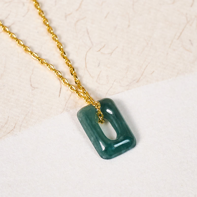 Nimara Ritual Mini Square Green Jade Abundance Necklace Pendant