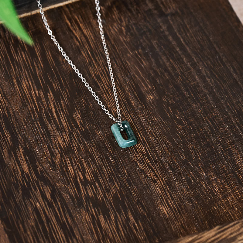 Nimara Ritual Mini Square Green Jade Abundance Necklace Pendant