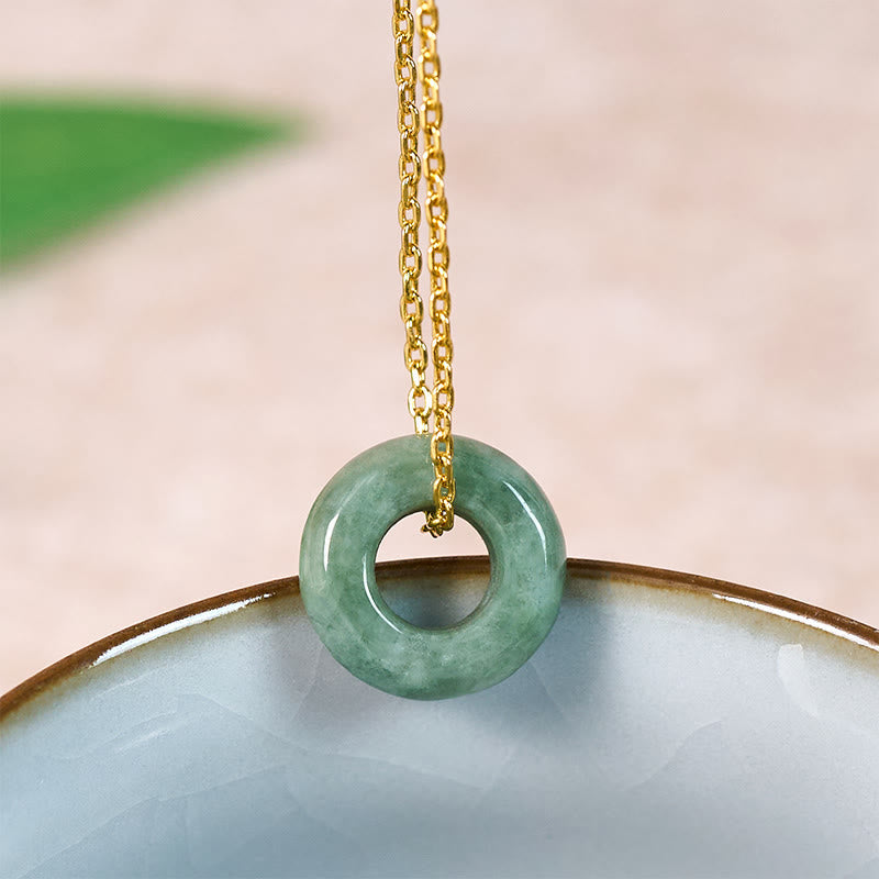 Nimara Ritual Green Jade Peace Buckle Abacus Luck Necklace Pendant