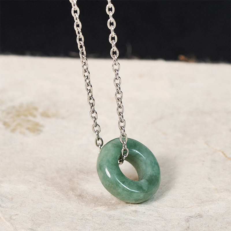 Nimara Ritual Green Jade Peace Buckle Abacus Luck Necklace Pendant