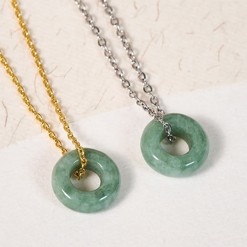 Nimara Ritual Green Jade Peace Buckle Abacus Luck Necklace Pendant