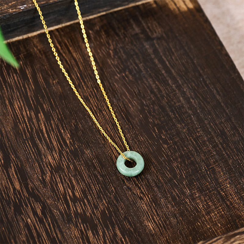 Nimara Ritual Green Jade Peace Buckle Abacus Luck Necklace Pendant