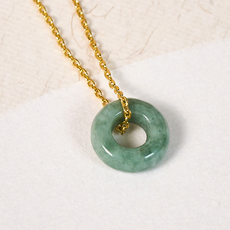 Nimara Ritual Green Jade Peace Buckle Abacus Luck Necklace Pendant
