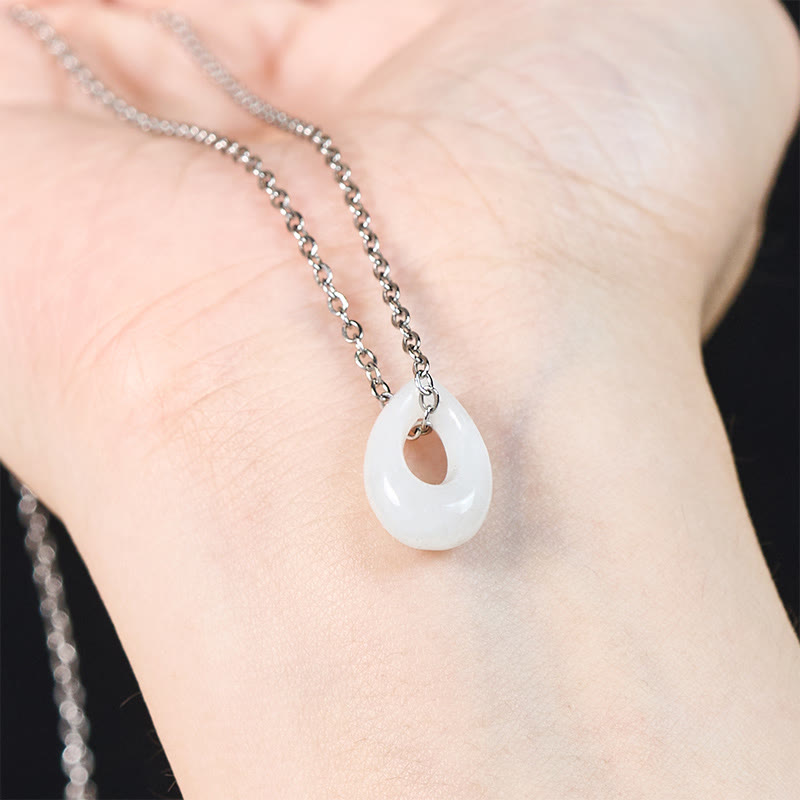 Nimara Ritual Water Droplet White Jade Luck Necklace Pendant