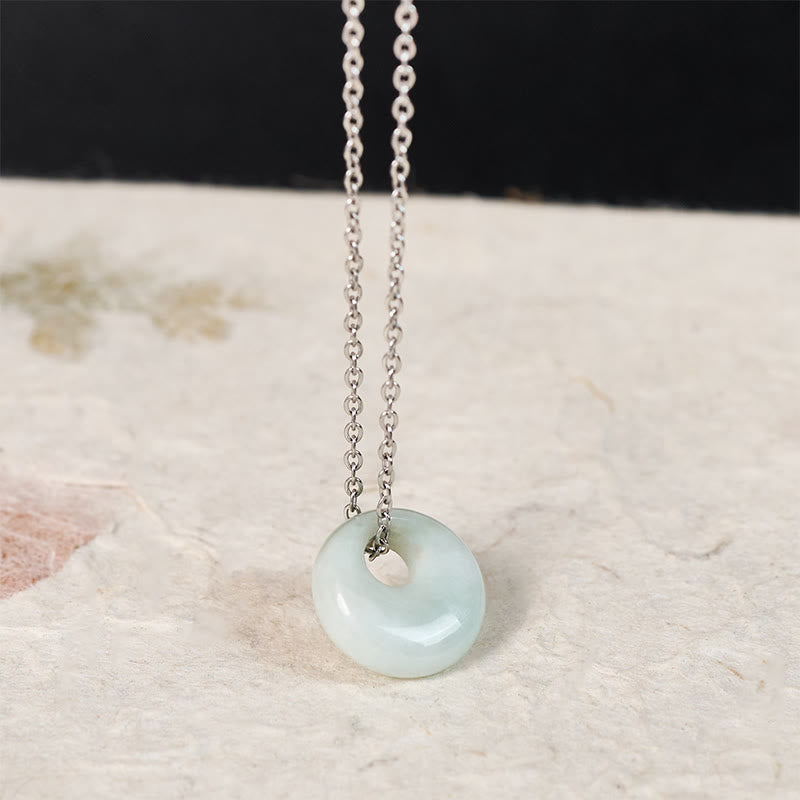 Nimara Ritual Round Buckle Jade Luck Necklace Pendant