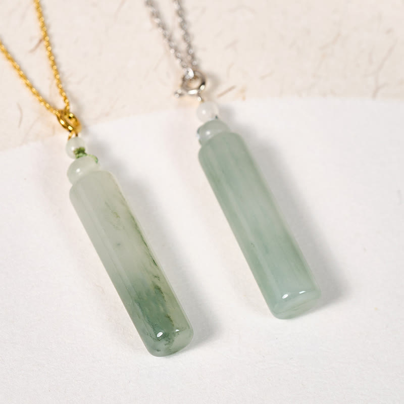 Nimara Ritual Cylinder Pattern Jade Luck Necklace Pendant