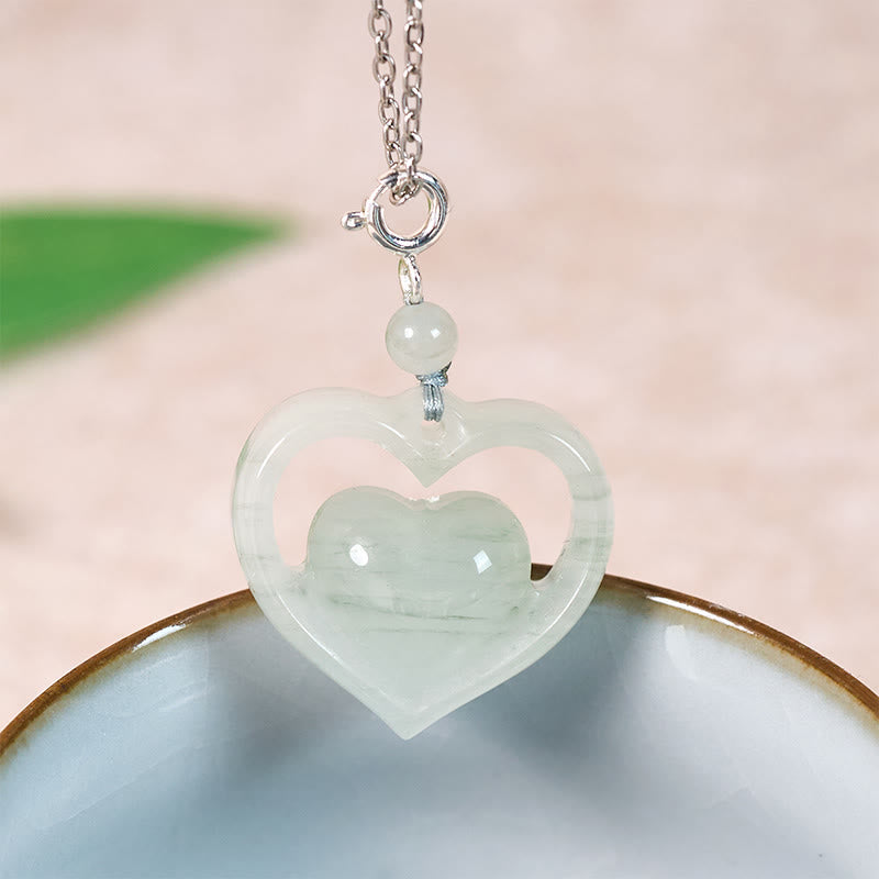 Nimara Ritual Hollow Love Heart Jade Abundance Necklace Pendant