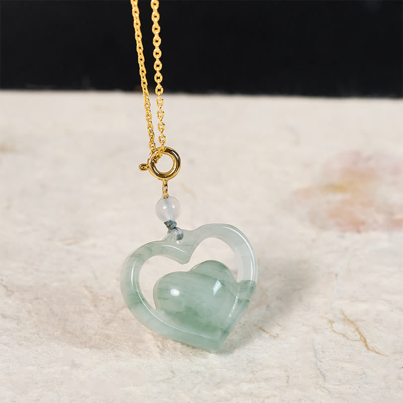 Nimara Ritual Hollow Love Heart Jade Abundance Necklace Pendant