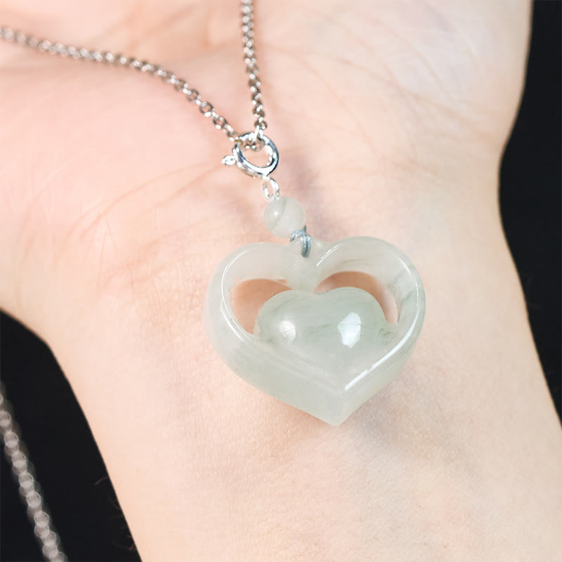 Nimara Ritual Hollow Love Heart Jade Abundance Necklace Pendant