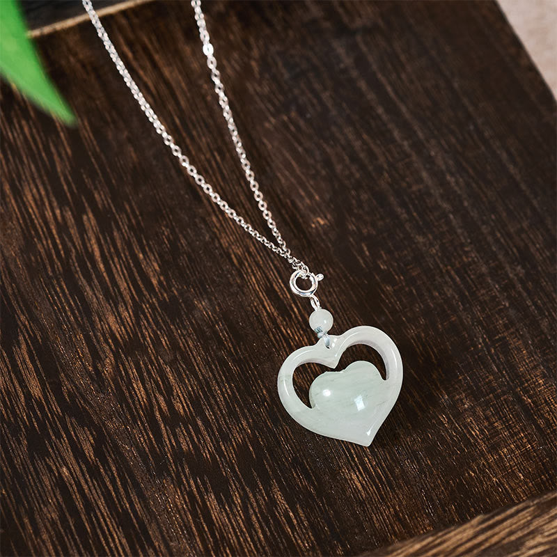 Nimara Ritual Hollow Love Heart Jade Abundance Necklace Pendant