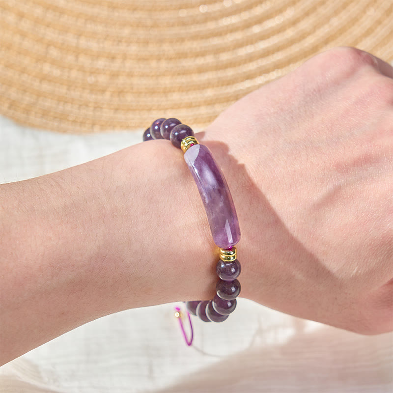 Nimara Ritual Amethyst Green Aventurine Tiger Eye Strawberry Quartz Positive Transformation Bracelet
