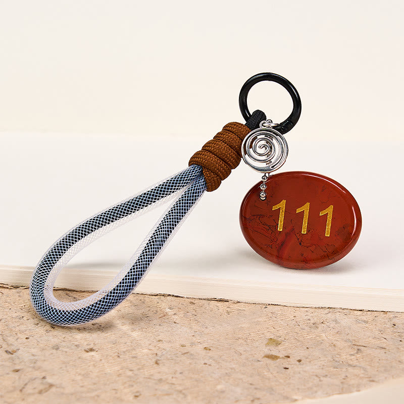 Nimara Ritual "Embrace New Beginnings" 111 Angel Number Natural Red Jasper Key Chain Hanging Decoration Includes Gift Message Card