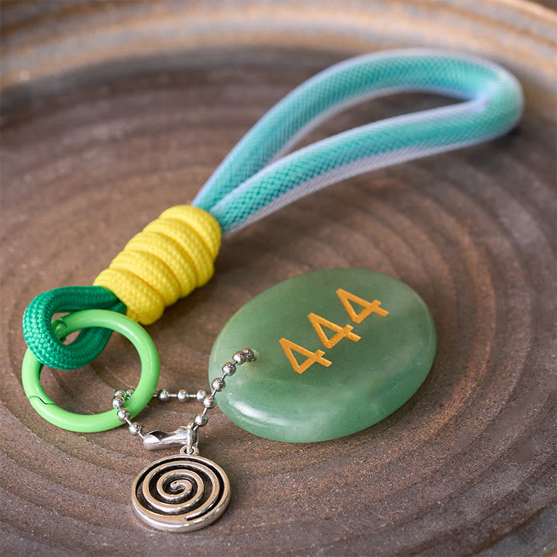 Nimara Ritual "Wishing Protection and Stability" 444 Angel Number Natural Green Aventurine Key Chain Hanging Decoration Includes Gift Message Card