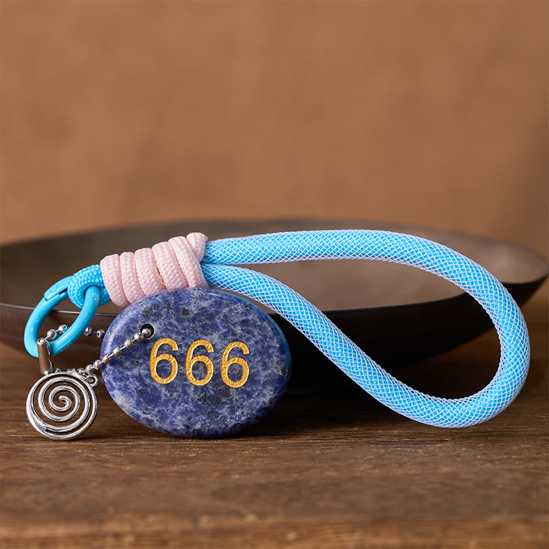 Nimara Ritual "Wishing Balance and Inner Peace" 666 Angel Number Natural Sodalite Key Chain Hanging Decoration Includes Gift Message Card