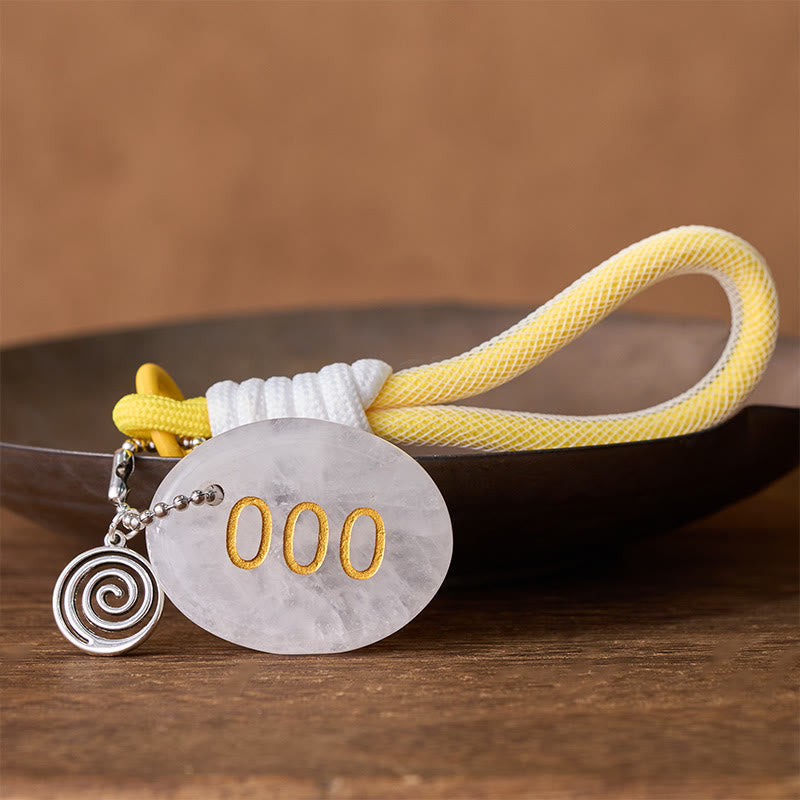 Nimara Ritual "Infinite Possibilities Begin" 000 Angel Number Natural Clear Quartz Key Chain Hanging Decoration Includes Gift Message Card