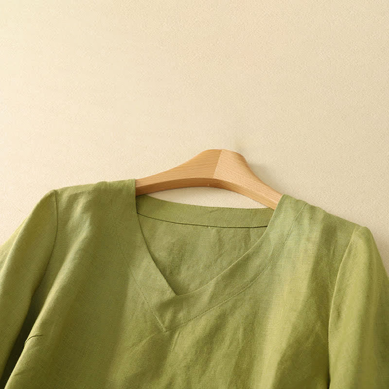 Nimara Ritual Summer Minimalist V Neck Solid Women's Short Sleeve T-Shirts