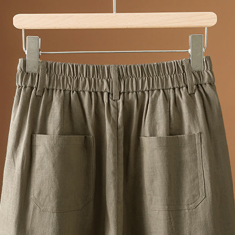 Nimara Ritual Summer Minimalist Button-Up Solid Women's Harem Pants With Pockets