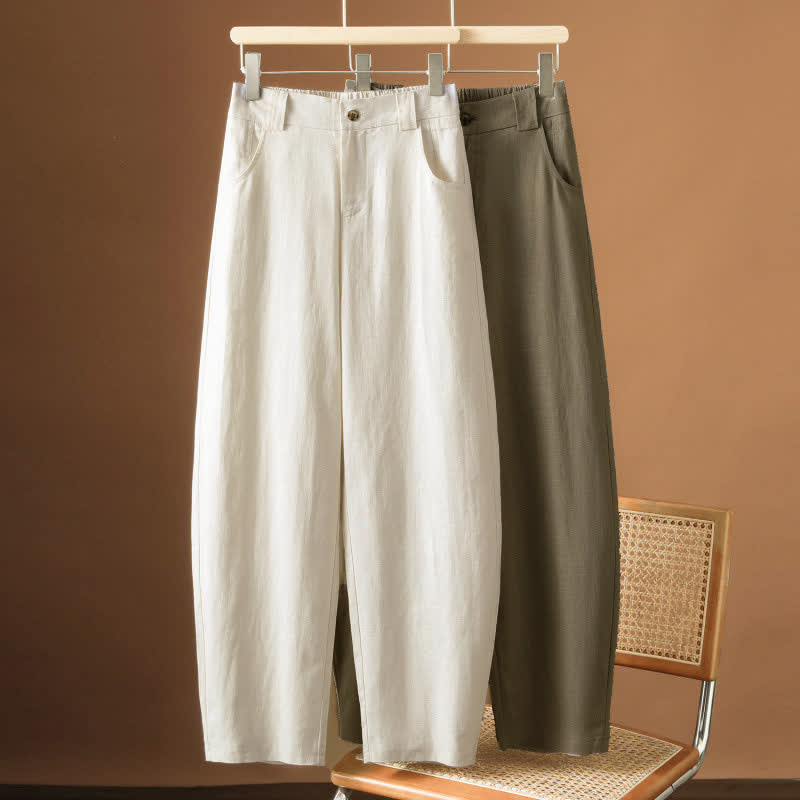 Nimara Ritual Summer Minimalist Button-Up Solid Women's Harem Pants With Pockets
