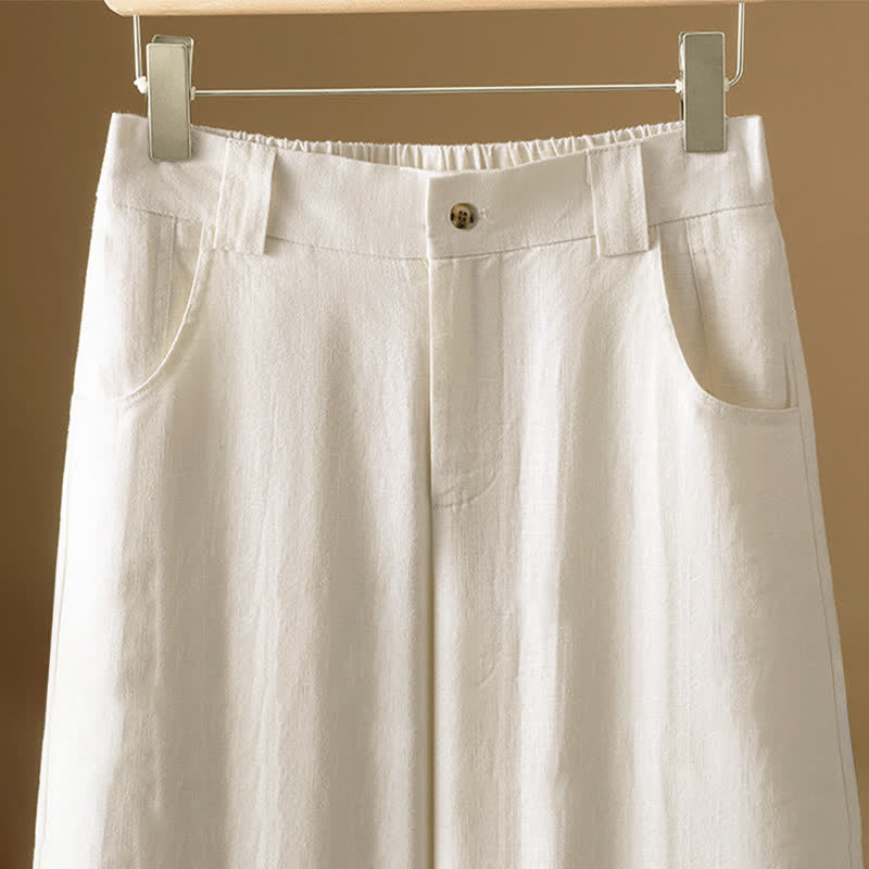 Nimara Ritual Summer Minimalist Button-Up Solid Women's Harem Pants With Pockets