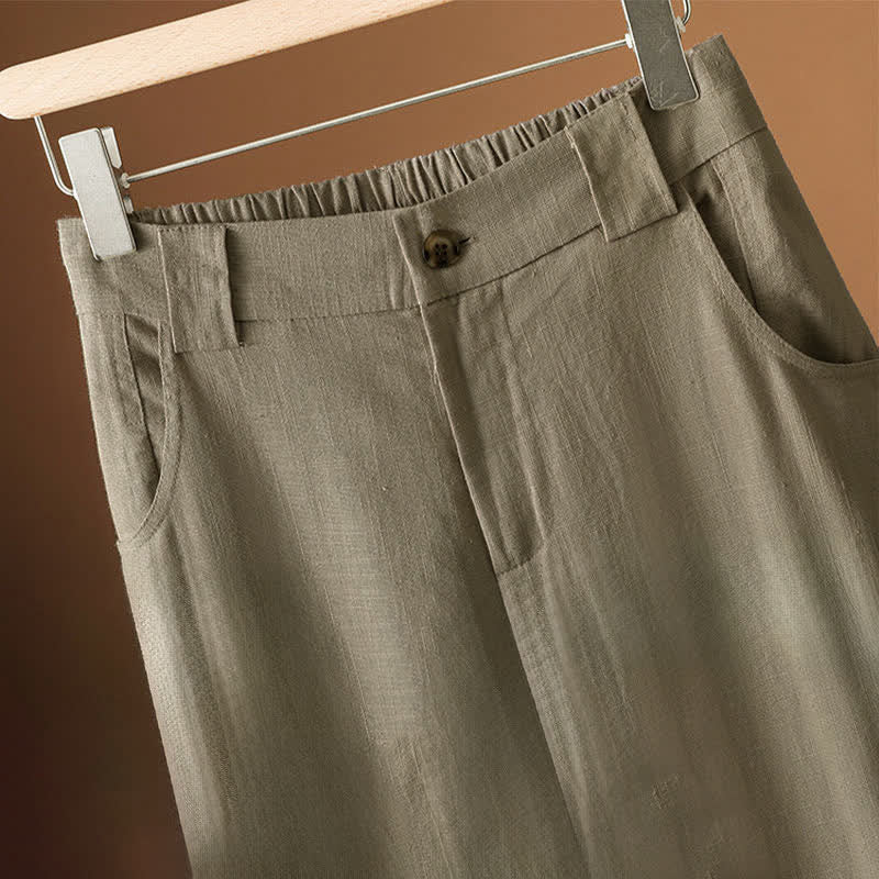 Nimara Ritual Summer Minimalist Button-Up Solid Women's Harem Pants With Pockets