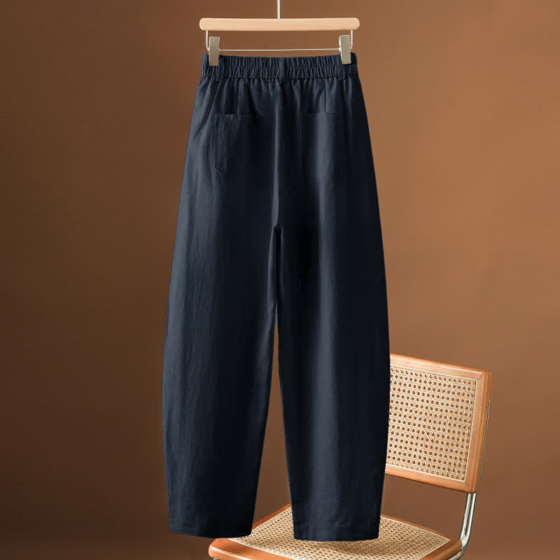 Nimara Ritual Summer Minimalist Button-Up Solid Women's Harem Pants With Pockets