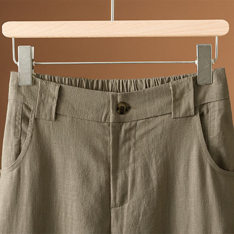 Nimara Ritual Summer Minimalist Button-Up Solid Women's Harem Pants With Pockets