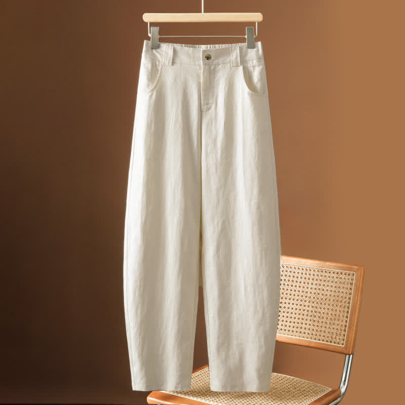 Nimara Ritual Summer Minimalist Button-Up Solid Women's Harem Pants With Pockets
