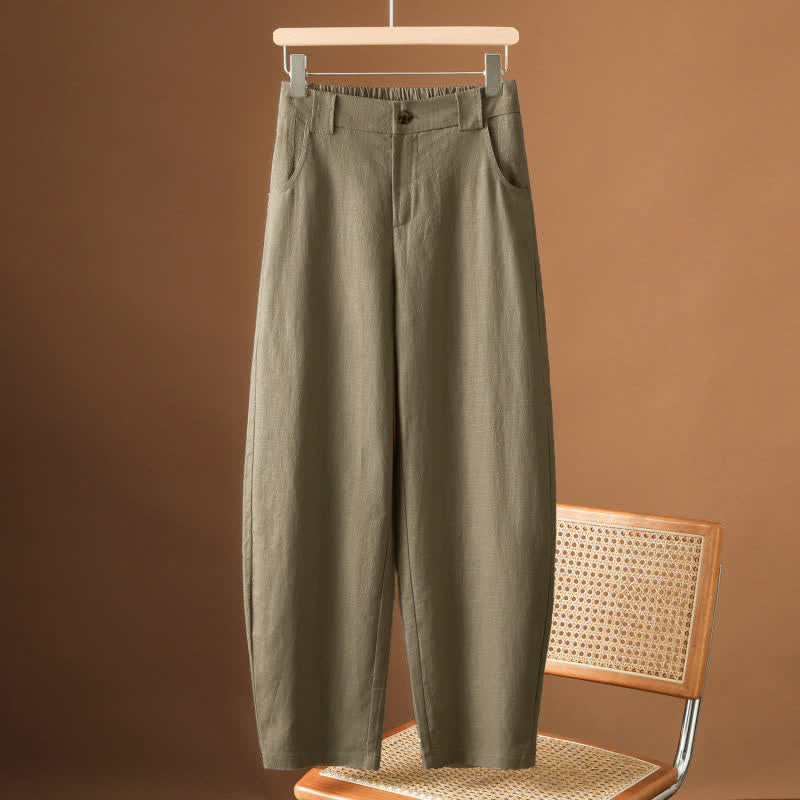Nimara Ritual Summer Minimalist Button-Up Solid Women's Harem Pants With Pockets