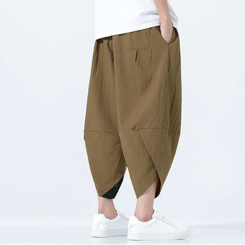 Nimara Ritual Summer Drawstring Tassel Crane Print Men's Harem Pants