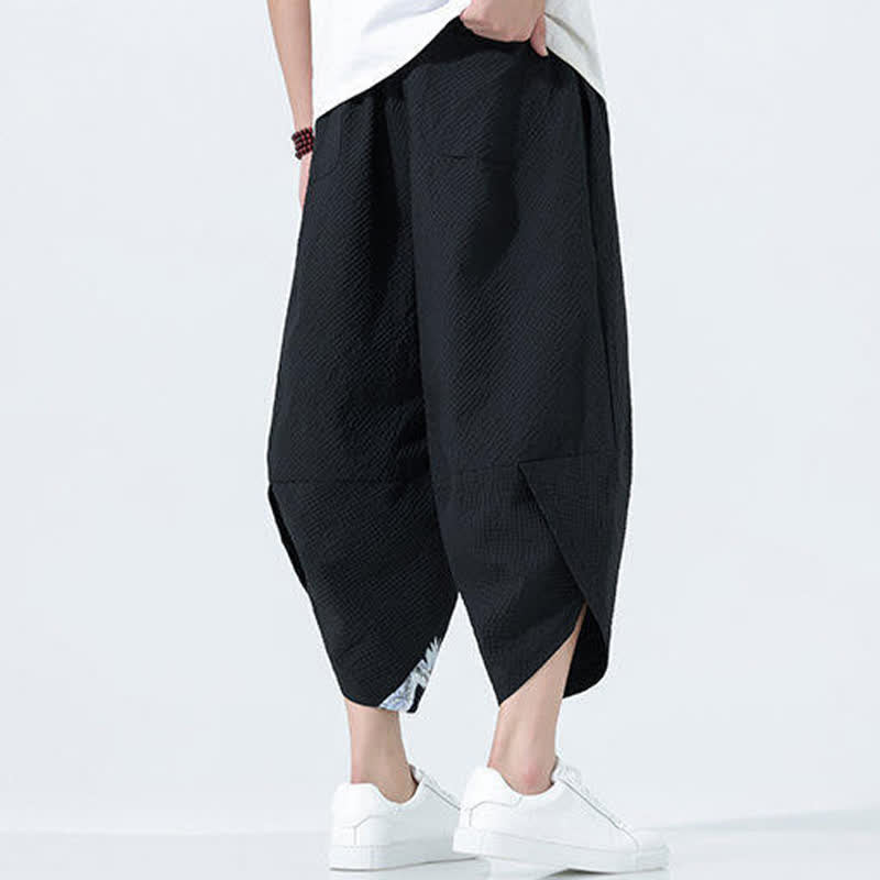 Nimara Ritual Summer Drawstring Tassel Crane Print Men's Harem Pants