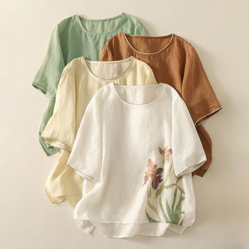 Nimara Ritual Summer Floral Print Women's Short Sleeve T-Shirts