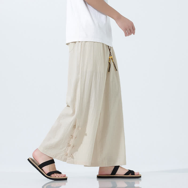 Nimara Ritual Spring Drawstring Solid Men's Wide Leg Pants With Pockets