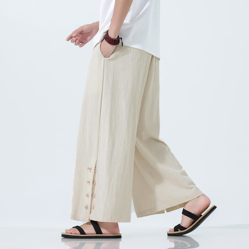 Nimara Ritual Spring Drawstring Solid Men's Wide Leg Pants With Pockets